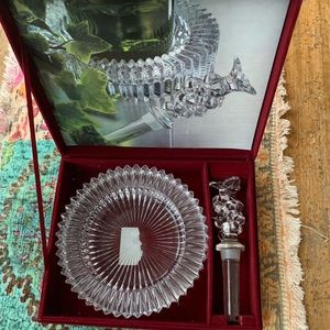 Mikasa Diamond Fire Wine Set Crystal Coaster Wine Stopper